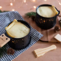 Fabrique de Styles Plats Et Appareils De Cuisson>Appareil à raclette noir à la bougie pour 2 Naturel, Noir