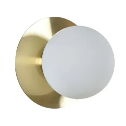 Fabrique de Styles Appliques>Applique en metal doré et verre laiton d18cm blanc - Manor Blanc, Doré