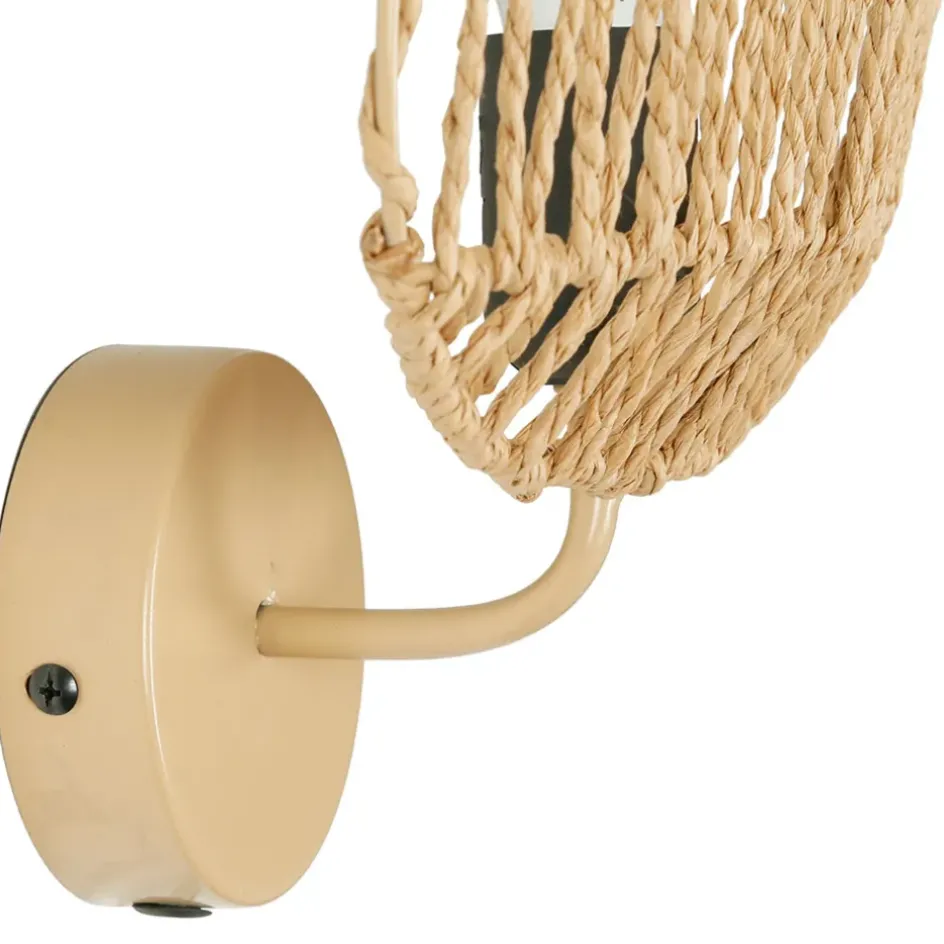 Fabrique de Styles Appliques>Applique feuille le avec intérupteur H33cm corde de papier - Calyp Naturel