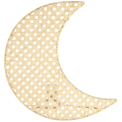 Fabrique de Styles Appliques>Applique lune en rotin et fer h11cm - Songes Naturel