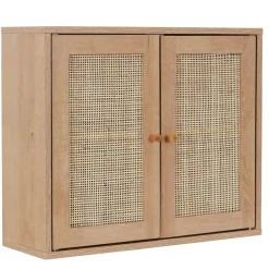 Fabrique de Styles Buffets Et Vitrines>Armoire murale 2 portes bois et cannage 60xh50cm - Baia Marron