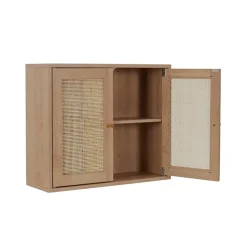 Fabrique de Styles Buffets Et Vitrines>Armoire murale 2 portes bois et cannage 60xh50cm - Baia Marron
