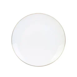 Fabrique de Styles Assiettes>Assiette à dessert en porcelaine lisere doré d20cm Blanc, Doré