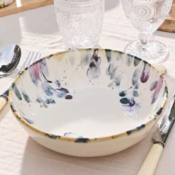 Fabrique de Styles Assiettes>Assiette à pates en faïence blanc d22cm - Garden Multicolore