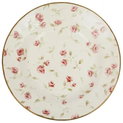 Fabrique de Styles Assiettes>Assiette creuse en faïence rose et doré d23cm - Rose Rose, Doré