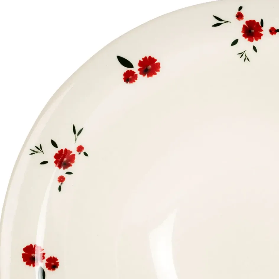 Fabrique de Styles Assiettes>Assiette creuse en faience d20cm - Paquerette Rouge