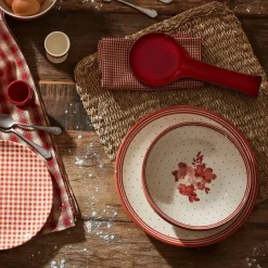 Fabrique de Styles Assiettes>Assiette creuse en faIence antique d20cm- josephine Rouge