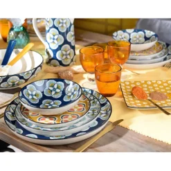 Fabrique de Styles Assiettes>Assiette creuse en grès d19cm - imany Bleu