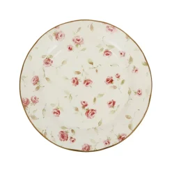 Fabrique de Styles Assiettes>Assiette de dessert en faïence rose et doré d20cm - Rose Rose, Doré