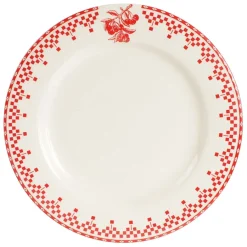 Fabrique de Styles Assiettes>Assiette plate en faïence d27cm - damier Rouge