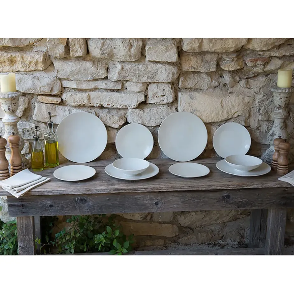 Fabrique de Styles Assiettes>Assiette plate en grès d27cm - Vesuvio Crème