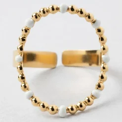 Fabrique de Styles Bijoux Fantaisie>Bague en acier inoxydable doré et blanc 50 / 58cm Doré, Blanc