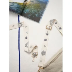 Fabrique de Styles Sacs Et Cabas>Banane en lin et coton écru et bleu avec bandoulière amovible - Bananez Ecru