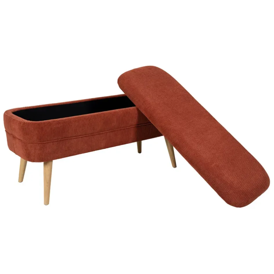 Fabrique de Styles Bancs Et Banquettes>Banc coffre en velours côtelé - Eleonor Terracotta