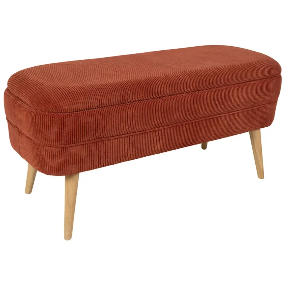 Fabrique de Styles Bancs Et Banquettes>Banc coffre en velours côtelé - Eleonor Terracotta