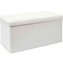 Fabrique de Styles Bancs Et Banquettes>Banc coffre pliable en tissu côtelé beige - Scarlett Crème
