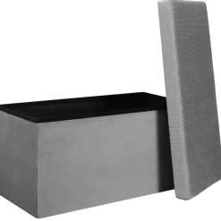 Fabrique de Styles Bancs Et Banquettes>Banc coffre pliable en velours côtelé - Julia Gris