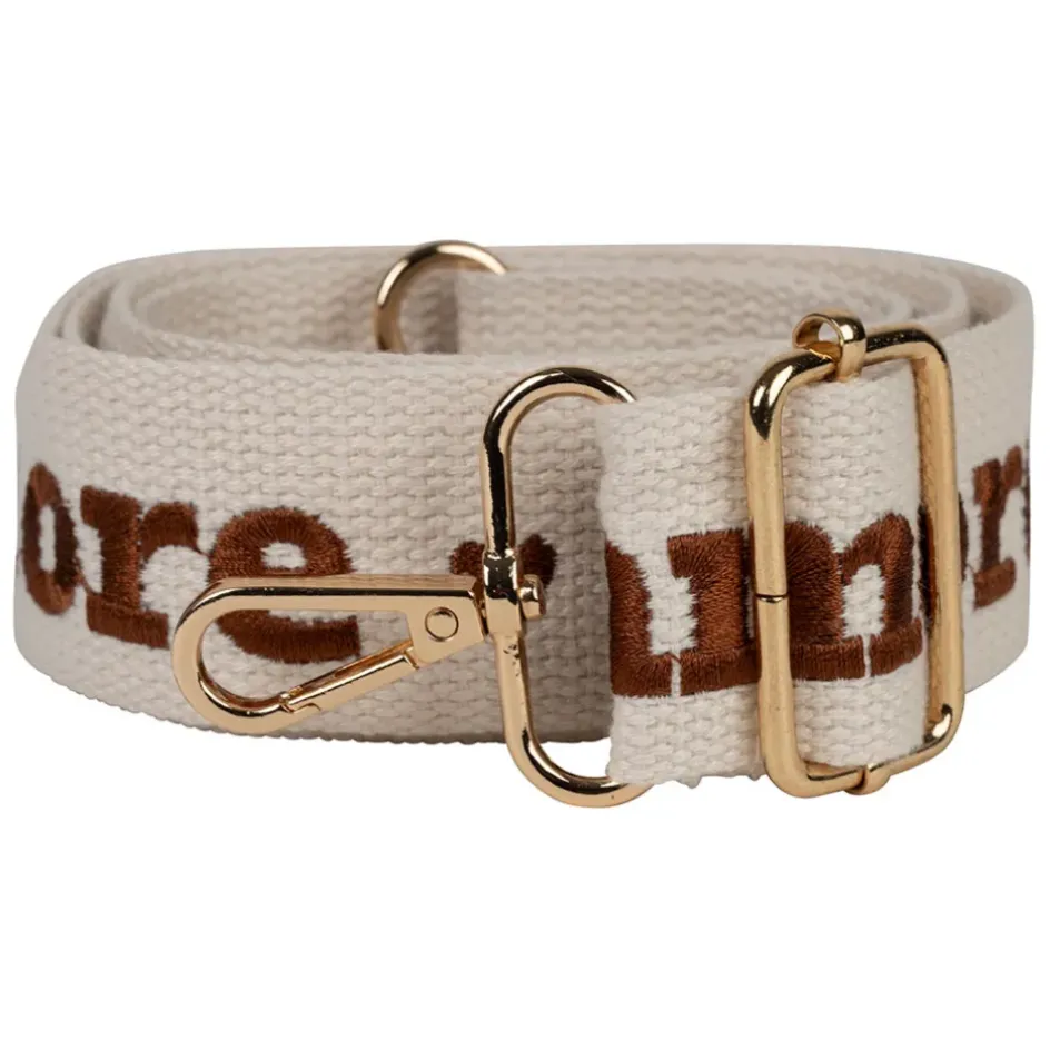 Fabrique de Styles Accessoires Mode>Bandoulière brodée ciao réglable en coton écru et Terracotta