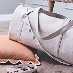 Fabrique de Styles Accessoires Mode>Bandoulière brodée réglable en coton écru et Bleu