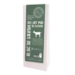 Fabrique de Styles Savon Solide>Bloc de savon au lait pur de chevre 130gr Blanc