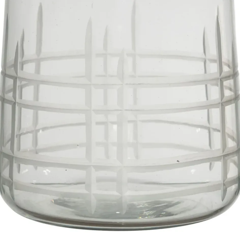 Fabrique de Styles Pots Et Bocaux>Bocal avec couvercle gravé carreau ciment h17cm en manguier Naturel