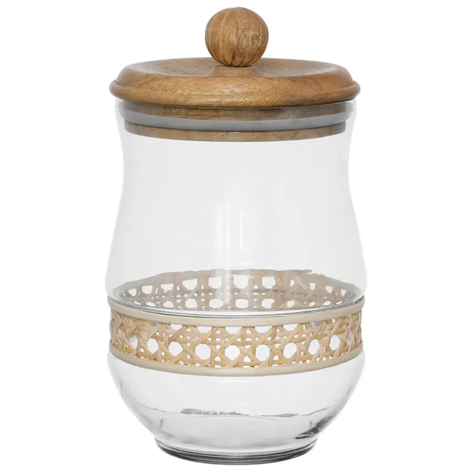 Fabrique de Styles Pots Et Bocaux>Bocal en verre avec couvercle rotin 1.5l - Fantine Naturel