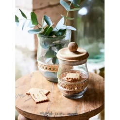 Fabrique de Styles Pots Et Bocaux>Bocal en verre avec couvercle rotin 1.5l - Fantine Naturel