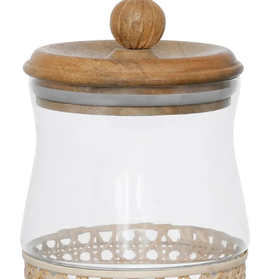 Fabrique de Styles Pots Et Bocaux>Bocal en verre avec couvercle rotin 1.5l - Fantine Naturel