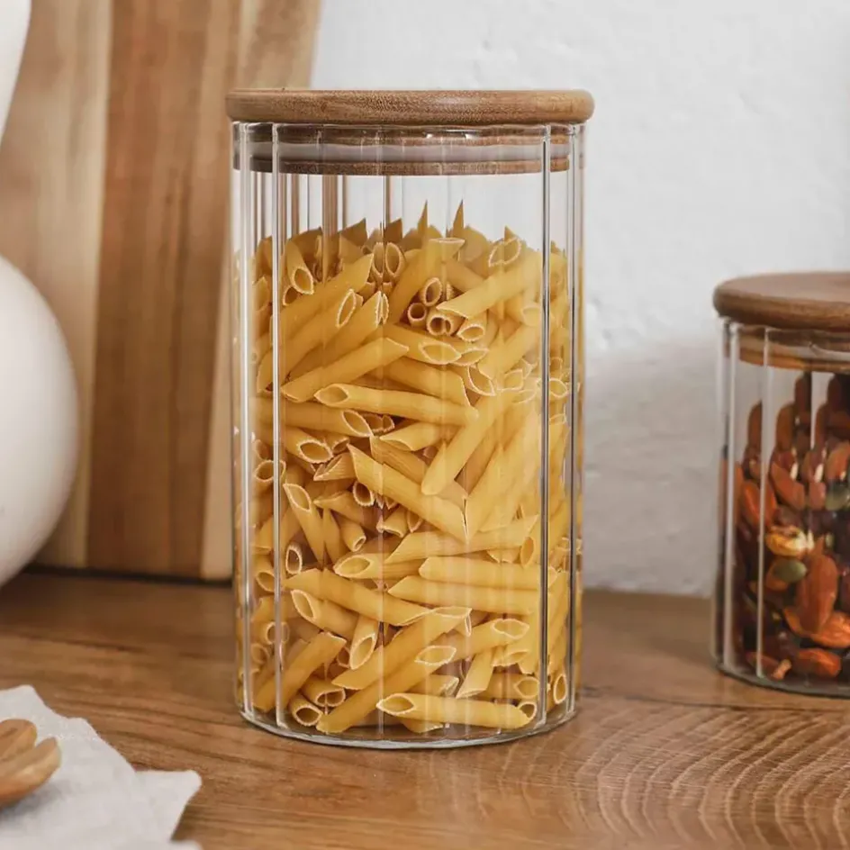 Fabrique de Styles Pots Et Bocaux>Bocal en verre avec couvercle en acacia 70cl Naturel