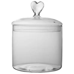 Fabrique de Styles Bonbonnières, Cloches Et Coupes>Bocal en verre coeur papille Transparent