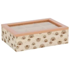 Fabrique de Styles Boîtes>Boite à thé 6 compartiments - sweet leaves Terracotta