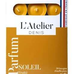 Fabrique de Styles Bougies Parfumées>Boite de 24 bougies chauffe-plats parfumés soleil fruité -terracota Ocre