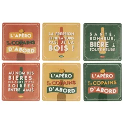 Fabrique de Styles Accessoires Vin Et Cocktails>Boite de 6 dessous de verre en liège - Copains D'Abord Multicolore
