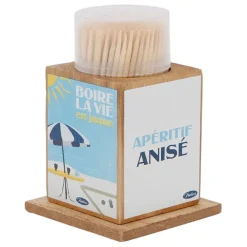 Fabrique de Styles Ustensibles De Cuisine>Boite pics apéro en pin et panneau de bois bleu et jaune - Pastis Bleu, Jaune