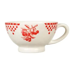 Fabrique de Styles Tasses Et Mugs>Bol avec anse damier en faïence Rouge