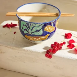 Fabrique de Styles Bols Et Coupelles>Bol en grès et bambou et baguettes - Flaura Multicolore