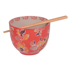 Fabrique de Styles Bols Et Coupelles>Bol en grès rouge d13cm et baguettes - Ava