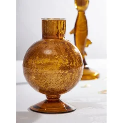 Fabrique de Styles Photophores, Bougeoirs Et Lanternes>Bougeoir en verre h15.4cm - Oanez Ambre