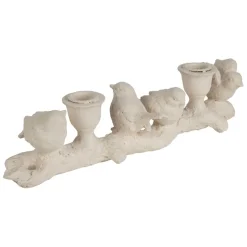 Fabrique de Styles Photophores, Bougeoirs Et Lanternes>Bougeoir moineau 2 feux en résine écru L32cm Ecru