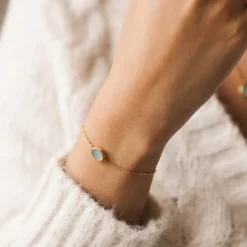 Fabrique de Styles Bougies Parfumées>Bougie Bijou Bracelet Or pierre Amazonite lavande boisé 50h Turquoise