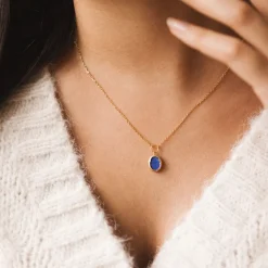 Fabrique de Styles Bougies Parfumées>Bougie Bijou Collier Or pierre Lazurite lavande boisé 50h Bleu