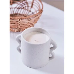 Fabrique de Styles Bougies Parfumées>Bougie senteur flora en grès Blanc cassé