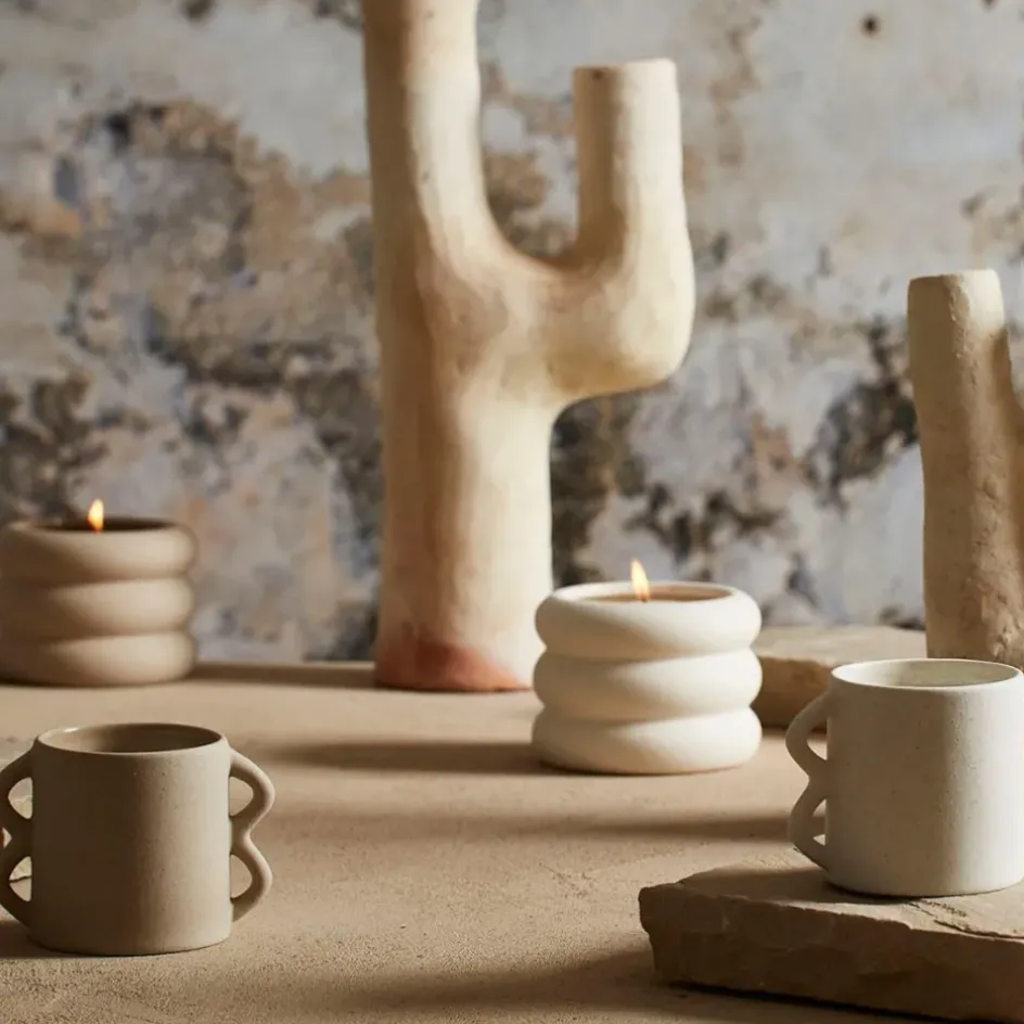 Fabrique de Styles Bougies Parfumées>Bougie senteur sunset en grès Beige