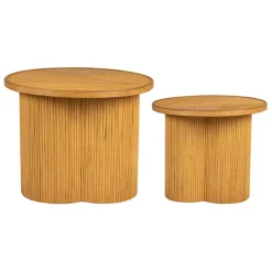 Fabrique de Styles Bouts De Canapé Et Tables D'appoint>Bout de canapé ronds x2 nude en bambou et bois contreplaqué - Saori Naturel