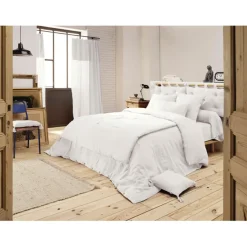 Fabrique de Styles Couvre-lits>Bout de lit chantilly en gaze de coton 90x200cm - Gaia Blanc