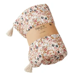 Fabrique de Styles Couvre-lits>Bout de lit en gaze de coton imprimée pampa 90x200cm - Capucine Naturel