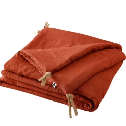 Fabrique de Styles Couvre-lits>Bout de lit en lin lavé 90x200cm - Soline Paprika