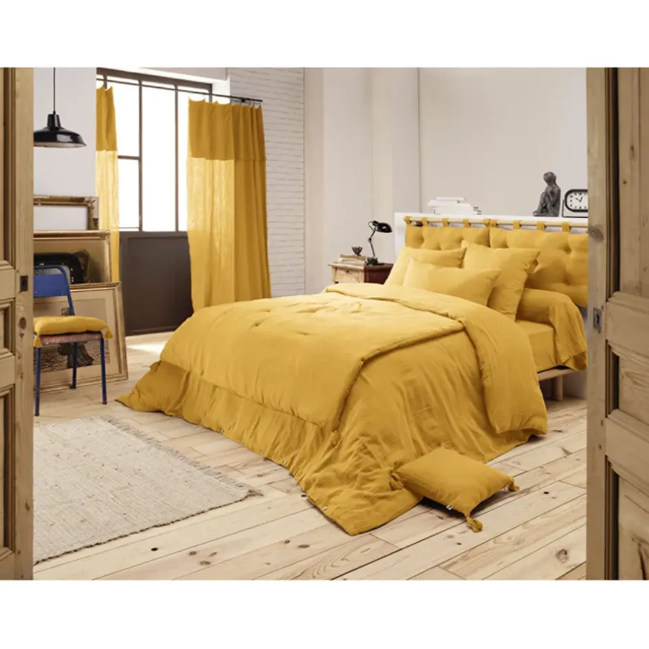 Fabrique de Styles Couvre-lits>Bout de lit en gaze de coton 90x200cm - Gaia Safran