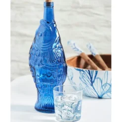 Fabrique de Styles Carafes Et Pichets>Bouteille Poisson 1.1l en verre recyclé Bleu