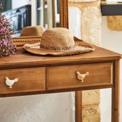 Fabrique de Styles Accessoires Et Quincaillerie>Boutons de porte poules x2 blanc et doré - Campagne Ambre